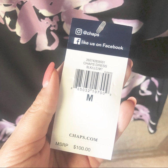 Chaps || NWT || Black & Purple Floral Dress || Medium - Picture 5 of 7